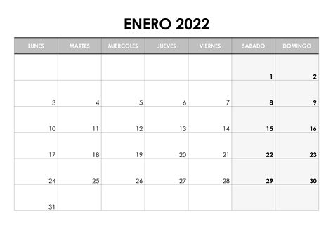 Calendario Mensual Enero 2022 Para Imprimir Pdf Zona De Información