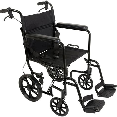 Probasics Transport Wheelchair With 12 Rear Wheel Aluminum Black