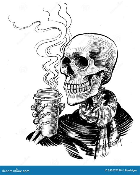Human Skeleton With Coffee Stock Photo Image Of Dead 242076290