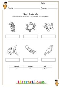 Sea animals Worksheets,Learning Letters Worksheets,Downloadable