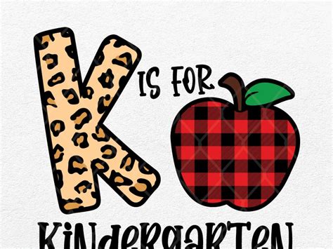 Teacher K Is For Kindergarten Leopard Buffalo Plaid By Svg Prints On