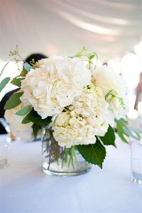 Cylinder Vase With White Hydrangeas Ivory Spray Roses Flower