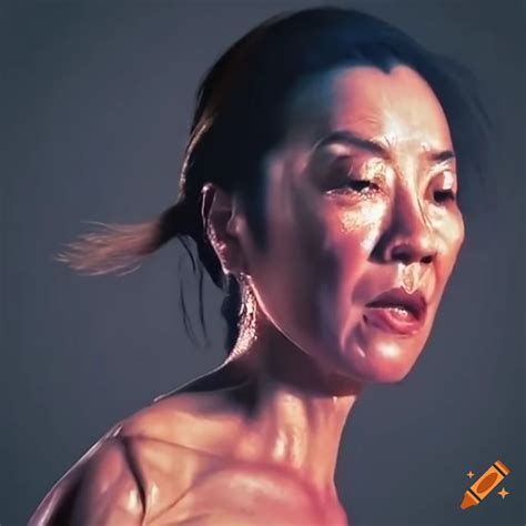 Michelle Yeoh In A Martial Arts Movie Scene With Stunned Expression On Craiyon