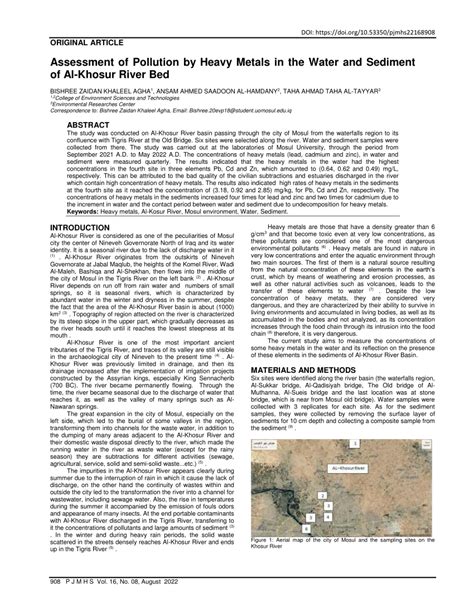 Pdf Assessment Of Pollution By Heavy Metals In The Water And Sediment