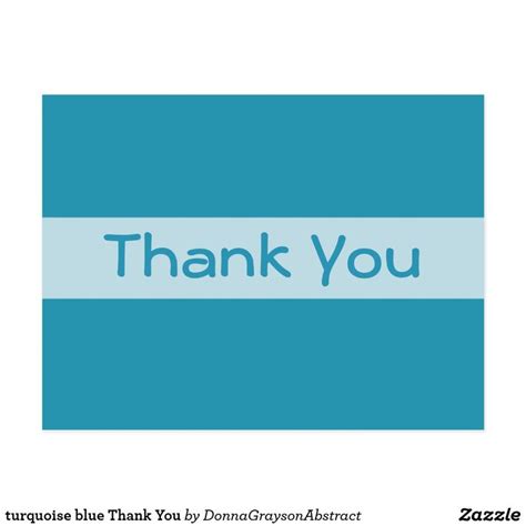 Turquoise Blue Thank You Postcard Thank You Postcards Thank You