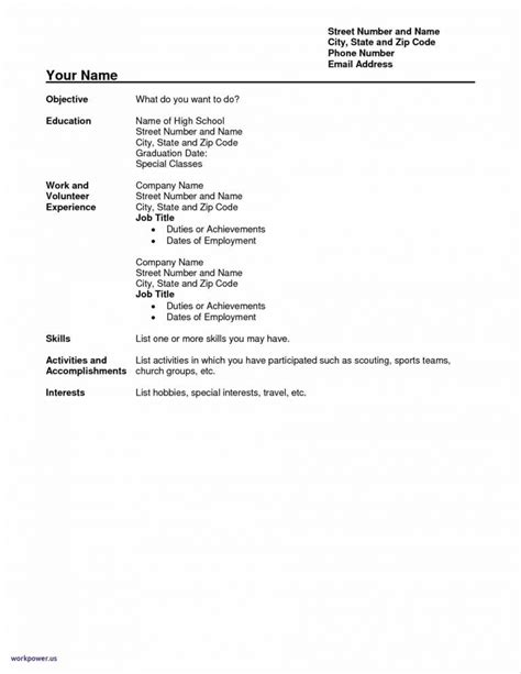 Top tips for writing a cv with no experience. Resume Template for High School Student with No Work Experience Fresh Sample Resume for A Teenag ...
