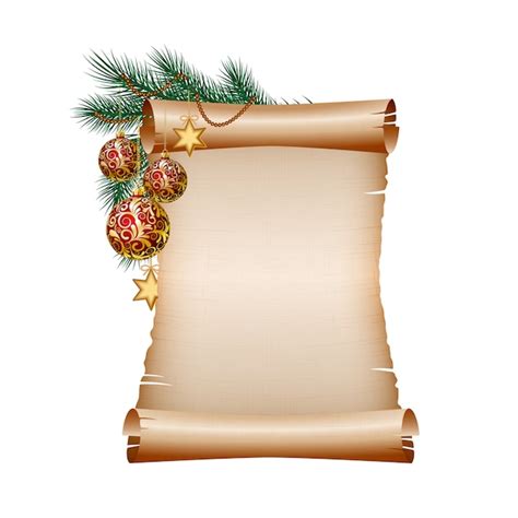 Papel De Pergamino En Blanco De Navidad En Blanco Vector Premium