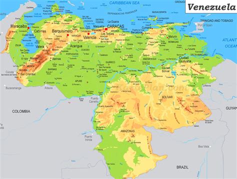 Physische Landkarte Von Venezuela