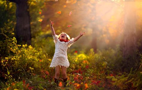 Wallpaper Girl Child Nature Trees Autumn Forest