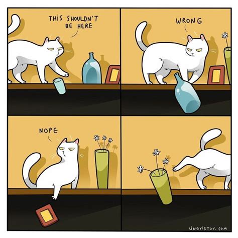Comical Cat Behaviors Illustrated By Lingvistov