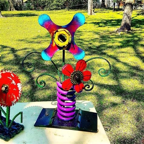 Buy Hand Crafted Outdoor Metal Flower Sculpture By Raymond Guest Made