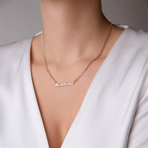 Cursive Name Necklace Bold Chain Rose Gold Plated