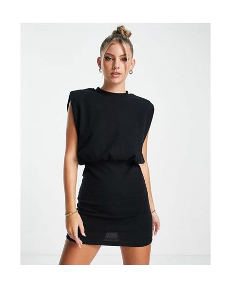 Allsaints Mika Mini Dress With Shoulder Pads In Black Lyst
