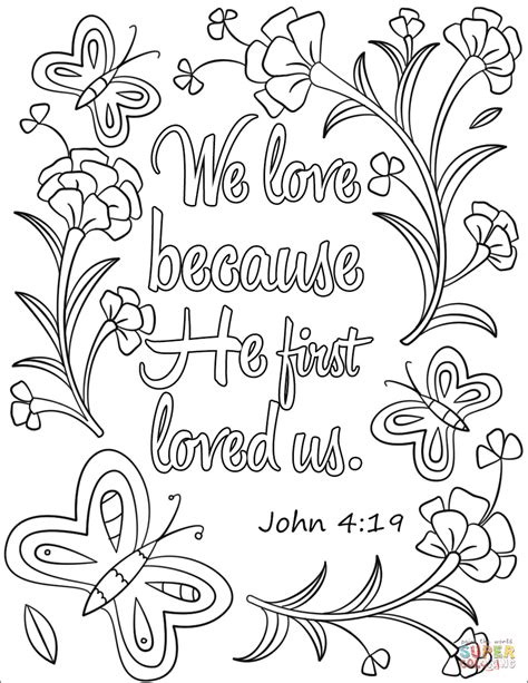 We Love Because He First Loved Us Coloring Page From Bible Verse