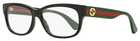 gucci rectangular eyeglasses gg0278o 011 black green red 55mm 278