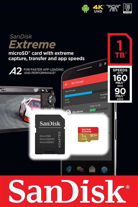 Sandisk 1tb Extreme Microsdxc Uhs I Memory Card With Adapter C10 U3