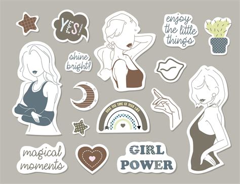 Collection Of Stickers For Girls 2301231 Vector Art At Vecteezy