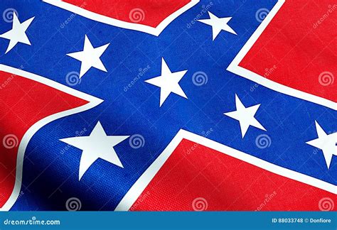 Closeup Of Waving Confederate Flag Of The National States Of America Us