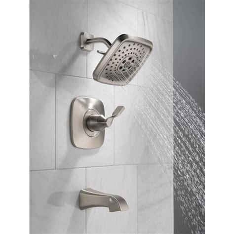 Delta Sawyer Spotshield Brushed Nickel 1 Handle Bathtub And Shower Faucet With Valve In The