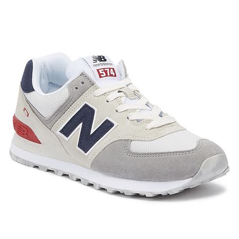 Features vintage trainer styling with cushioned insole, padded ankle lining and rubber sole. New Balance Suede 574 Mens Grey / Navy Trainers in Gray ...