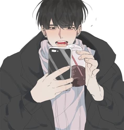 Aesthetic Boy Drinking Coffee Viral And Trend Animasi Ilustrasi Manga Ilustrasi