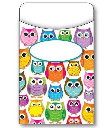 Colorful Owls Library Pockets | Colorful owl classroom, Colorful owls, Owl classroom decor