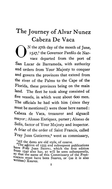 The Journey Of Alvar Nu Ez Cabeza De Vaca And His Companions From