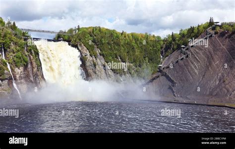 Broad View Of The Montmorency Falls Including The Falls Suspension