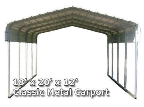 Premium 12.5 oz., 24 mil cover comes with a 15 year warranty. 18'W x 20'L x 12'H Classic Metal Carport