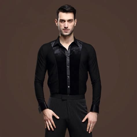 black latin dance shirts for male long sleeves male shirt good quality men s ballroom chacha