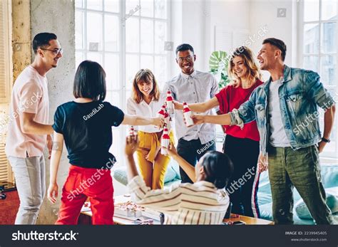 Group Multicultural Cheerful People Having Fun Stock Photo 2239945405