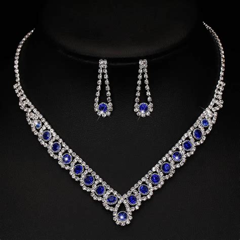 Fashion Royal Blue Rhinestone Bridal Jewelry Sets Bridelily Crystal Bridal Jewelry Sets