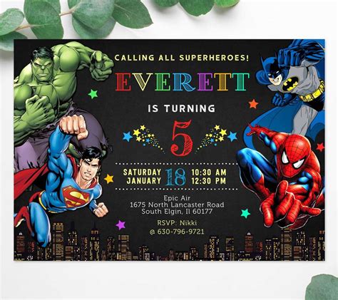 Superheroes Invitation Instant Download Instant Download