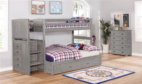 Grey Acacia Twin Over Full Staircase Bunk Bed Kfs Stores