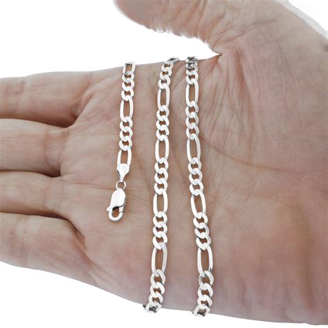 10k White Gold Men Women 2 5mm 7 5mm Solid Figaro Chain Pendant Necklace 16 30 Ebay