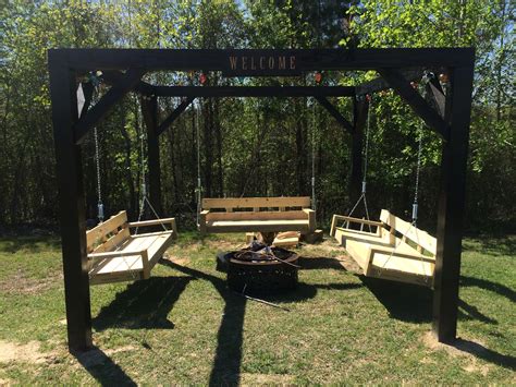 Level the structure and secure it in place. Ana White | Fire Pit Swings - DIY Projects