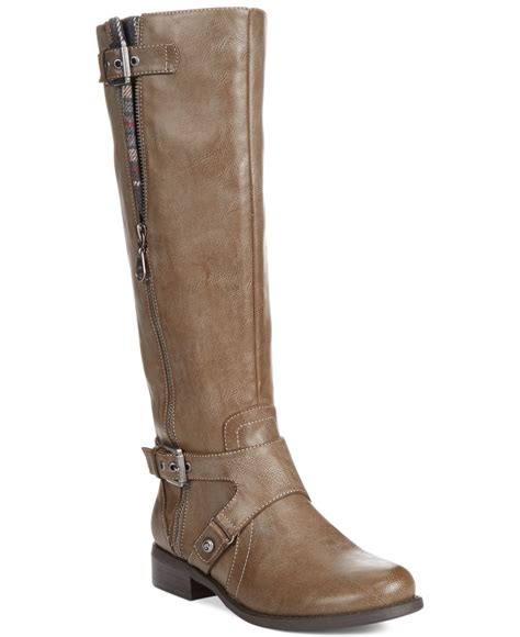 G By Guess Womens Hertle Tall Shaft Wide Calf Riding Boots In Brown