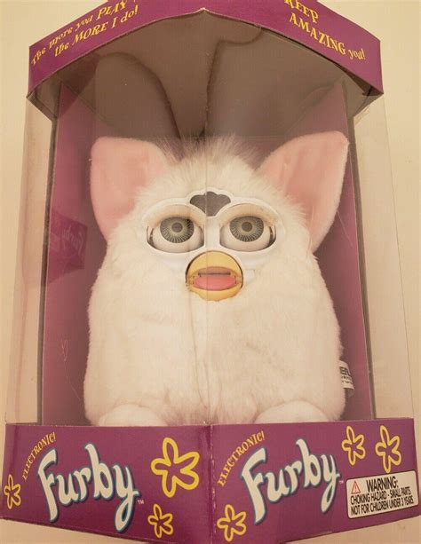 Furby 1998 Original 1st Generation White Snowball New In Box Green