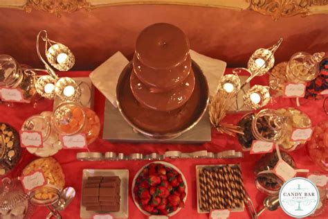 Chocolate Fountain Pink And Chocolate Wedding Candy Buffet Reception
