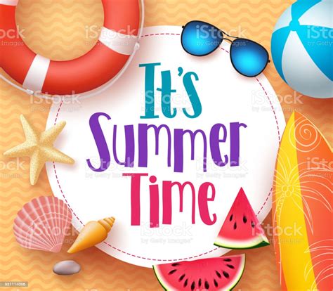 Its Summer Time Vector Banner Design Template With Colorful Beach ...