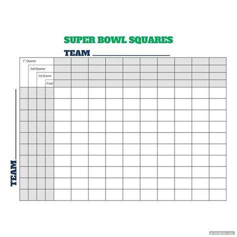 Super Bowl Lvii Squares Template