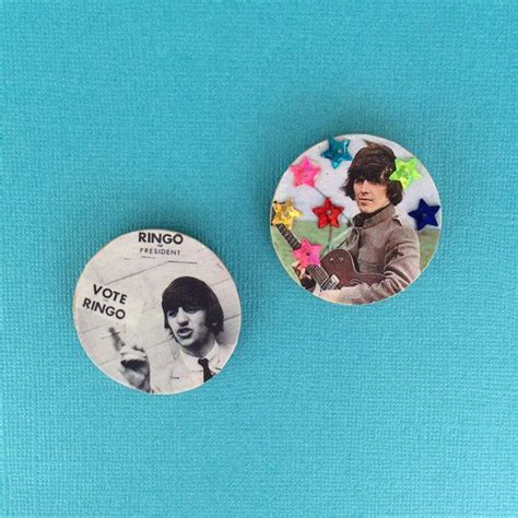 George Harrison Ringo Starr The Beatles Pin Back Buttons George