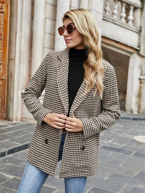 Houndstooth Double Breasted Blazer Blazer Houndstooth Blazer Outfit