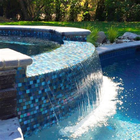 These Glass Pool Tile Spillways Are A Beautiful Way To Make Your Pool Look Gorgeous It Provides