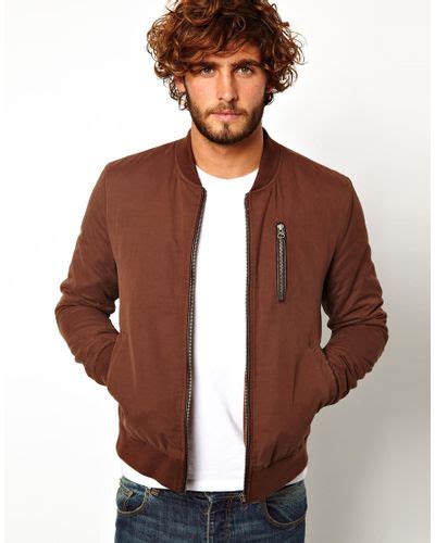 Asos Bomber Jacket In Brown For Men Lyst