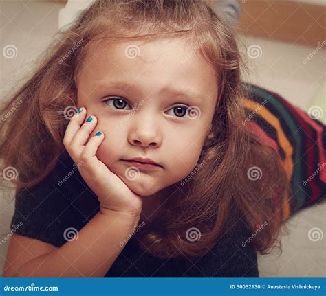 Sad Thinking Closeup Portrait Headshot Depressed Alone Tired Child
