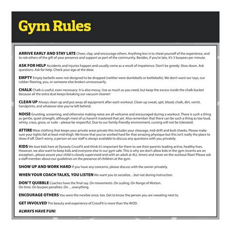 Gym Rules Sign Style B Signsrx