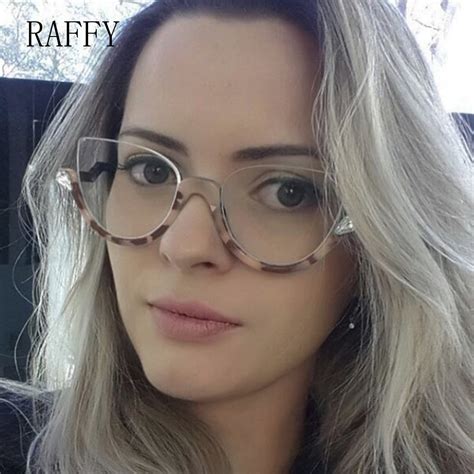 Raffy Cat Eye Women Eyeglasses Half Frame Eyewear Vintage Glasses Women Eyeglasses Semi Rim
