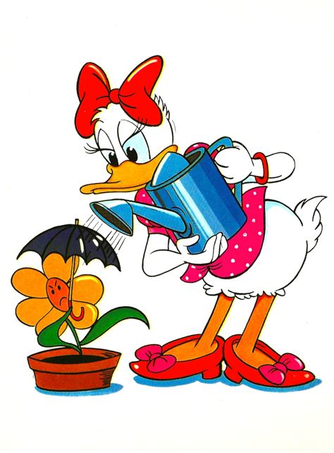 My Favorite Disney Postcards Daisy Duck Watering An Unhappy Flower