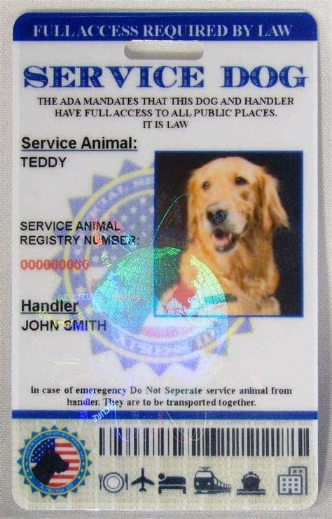 Printable Service Dog Id Card Customize And Print